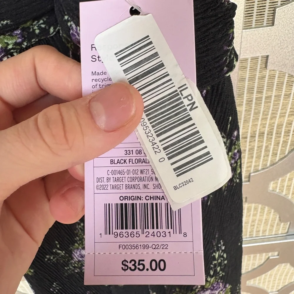 NWT Halter Wild Fable Black and Purple Floral Backless Dress - Picture 5 of 8